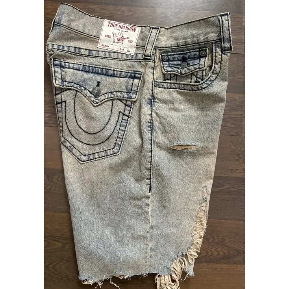 TRUE RELIGION BOBBY BIG T DISTRESSED SHORTS MENS SZ 33 $174